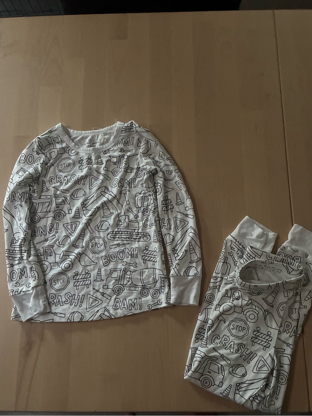 Caden Lane White and Black Construction Print Pajama Set